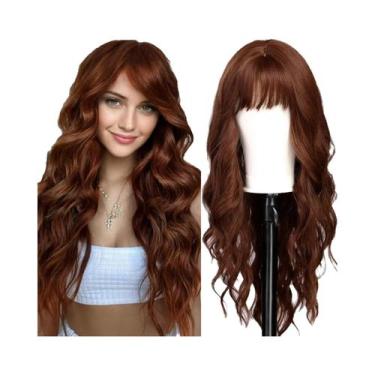 Imagem de Peruca Sintética Longa Ondulada Rosa De 26 Polegadas Para Festas, Hall