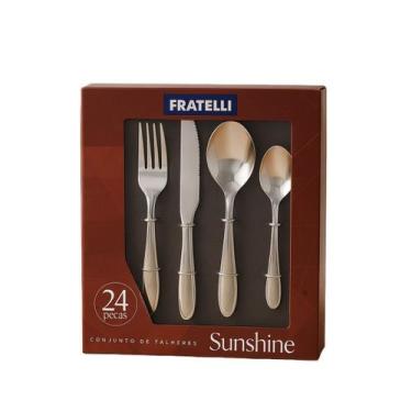 Imagem de Conjunto de Talheres Sunshine Fratelli Aço Inox Prime 24 Peças Mesa e 
