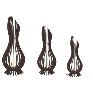 Imagem de Luminária de Chão ANA MARIA MDF, Preto, Kit com 3 - 90cm, 75cm e 60cm,