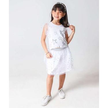 Imagem de Conjunto Infantil Tule Estrelas Marisa Tam 4 a 10 Prat-78224, Prata, O