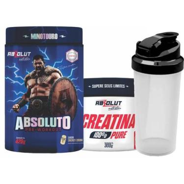 Imagem de Kit PréTreino Absoluto 420g Creatina Pura 300g Coqueteleira Grátis  De