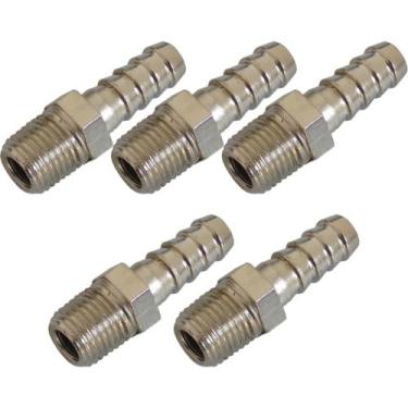 Imagem de Kit 5 espigao rosca 1/4 bsp x mangueira 3/8 latão niquelado - AKME