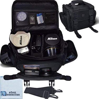 Imagem de Bolsa grande acolchoada para câmera com alça de ombro – Bolsa de transporte para câmera DSLR e sem espelho, bolsa transversal protetora leve para câmera