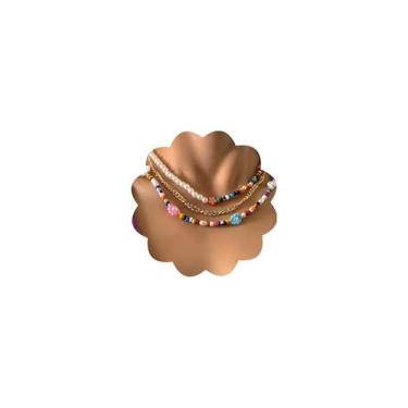 Imagem de Xerling Colar de pérolas falsas com flores florais delicadas, flores de vidro colorido, punk, corrente cubana multicamadas para festa de verão