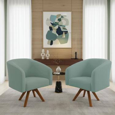 Imagem de Poltrona Decorativa Kit 2 Stella Giratória Veludo Verde D'Rossi