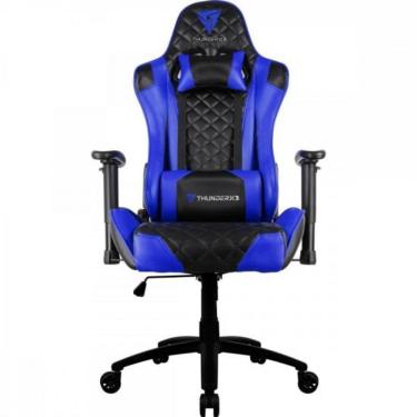 Imagem de Cadeira Gamer TGC12 em Poliuretano com Fibra de Carbono, Encosto Reclinável 135° e Almofadas Cervical e Lombar Azul