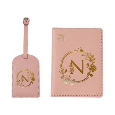 Imagem de Carteira De Viagem Impermeável Em Couro Com Letras Douradas Impressas 