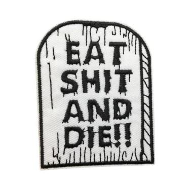 Imagem de Patches De Bordado De Caveira Punk Preto E Branco Para Roupa, Termocol