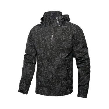 Imagem de Jaqueta Impermeável Masculina plus Size Com Capuz E Zíper Completo Par