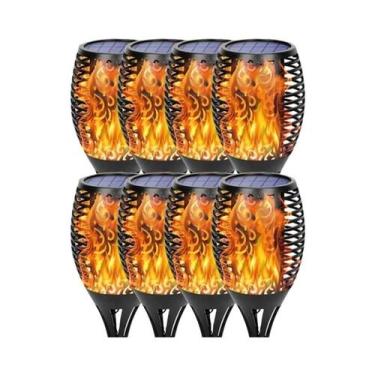 Imagem de Lanterna Solar Com Efeito De Chama 12/33/96 LEDs À Prova d'Água Para D