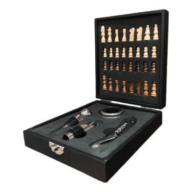 Imagem de Kit Acessórios Vinho Presente Diferente Abridor /jogo Xadrez - Congrat