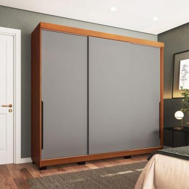 Imagem de Guarda-Roupa Casal Madrid 3 Portas 4 Gavetas Cinza/Freijó - Politorno,