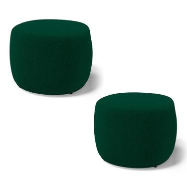 Imagem de Kit 02 Puffs Decorativos Living Aisha Orgânico Redondo Bouclê Verde - 