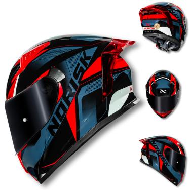 Imagem de Capacete NORISK Flow Pulse Azul Vermelho + Viseira Extra