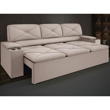 Imagem de Sofá com Porta Copos Retrátil e Reclinável Pop 2,05m Velosuede - NETSOFAS