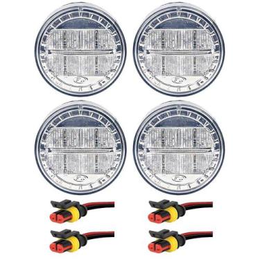 Imagem de KIT 4 Lanterna Traseira Ônibus Caminhão 70mm 4 Led +Con. Ré - SILO