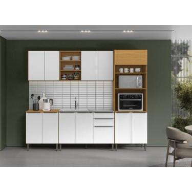 Imagem de Cozinha Luana 260cm com Nicho Para Forno/microondas - Cinmamomo/Branco