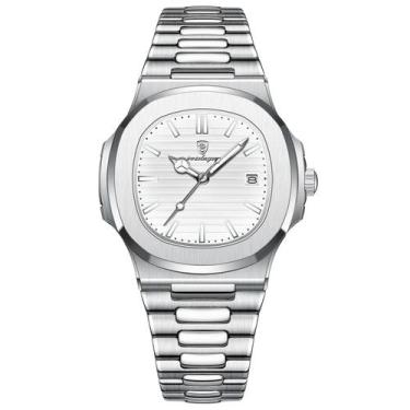 Imagem de Relógio Masculino Poedagar 613 Quadrado Aço inoxidável, Branco, único
