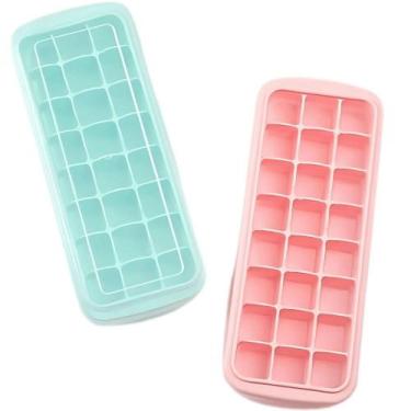 Imagem de Forma de Gelo BM-F957 Silicone com Tampa para 24 Cubos Azul Rosa B-Max