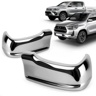 Imagem de Par Ponteira Parachoque Traseiro Hilux 2016 a 2025 Aço Cromado - BEPO