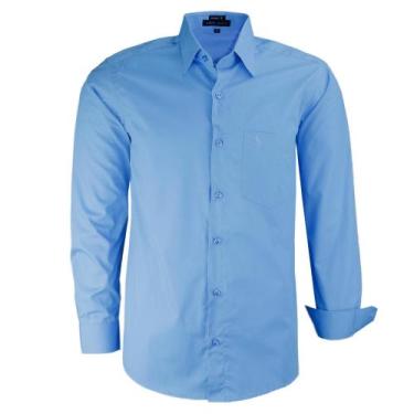 Imagem de Camisa Social Amil Masculina Manga Longa Clássica Com Bolso 100% Algod