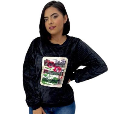 Imagem de Blusa De Frio Feminina Aveludada Manga Longa Gola Careca - ANJ MODAS, 