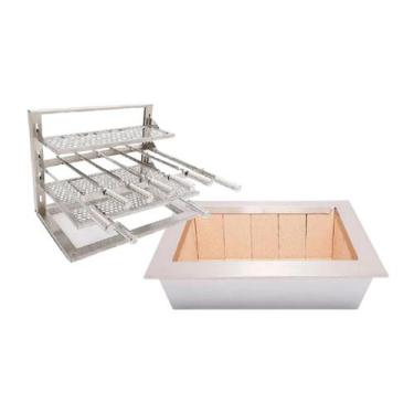 Imagem de KIT BRASEIRO COOKTOP 70x50 + SUPORTE GRELHA ESPETO INOX 430 - S. GRILL