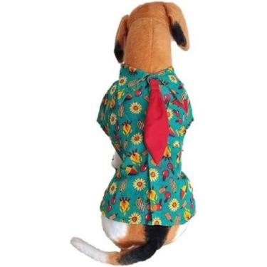 Imagem de Roupa Pet Macho Festa Junina Camisa Quadrilha para Cachorro Look Caipi