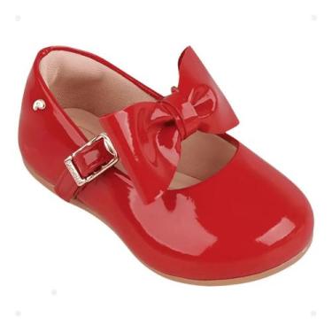 Imagem de Sapato Infantil Pampili Angel Laço Vermelho Verniz Confort