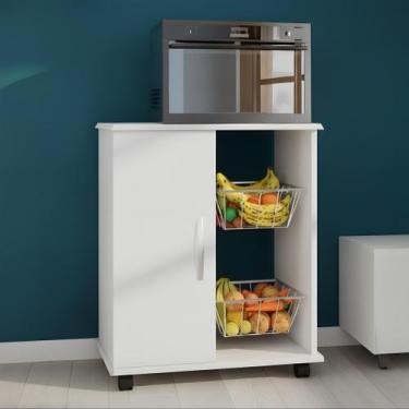 Imagem de Fruteira de Cozinha 1 Porta Branco Luxo com Rodízios - Repleta