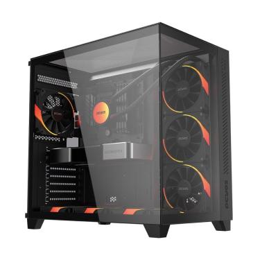 Imagem de Gabinete Gamer Forcefield Max Black Vulcan Mid Tower Atx em Aço com Vidro Temperado Preto Pcyes