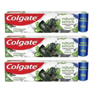Imagem de Kit C/3 Creme Dental Colgate Natural Carvão Ativado 180g