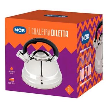 Imagem de Chaleira Aço Inox 3L Fundo Triplo Diletta Preta - Mor - 7896020677147