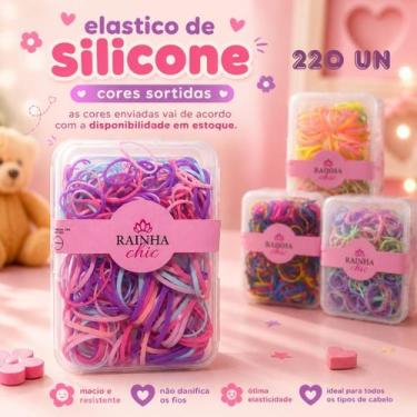 Imagem de Kit 220 Elásticos de Silicone para Cabelo Infantil e Adulto Pequeno e 