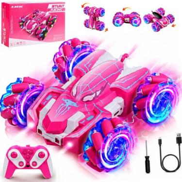 Imagem de Carro Drift Aranha Rosa Controle Remoto 360 Luzes e Veloz - Europio