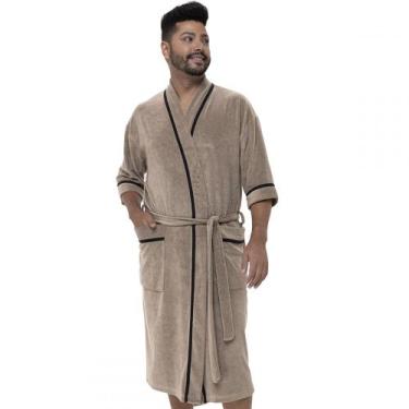 Imagem de Roupão Masculino em Atoalhado com Viés - Puff - Caqui - G, Caqui, G