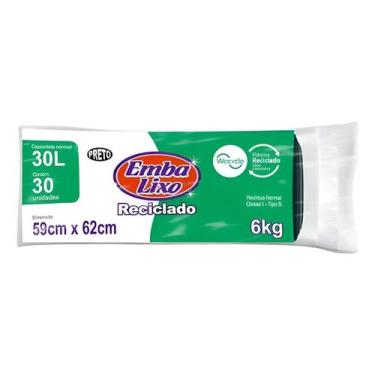 Imagem de Saco Para Lixo Reciclado Preto 30l Com 30 Unidades Embalixo  Kit 3un