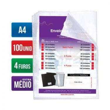 Imagem de Envelope plástico A4 0.12 4 furos 5178A4 pacote com 100 unidades - Dac
