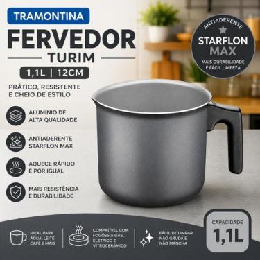 Imagem de Fervedor Tramontina Turim 1L Antiaderente Starflon Max Alumínio Chumbo