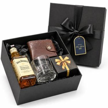 Imagem de Cesta Whisky 375ml com Copo, Carteira Kit Presente Masculino Aniversár