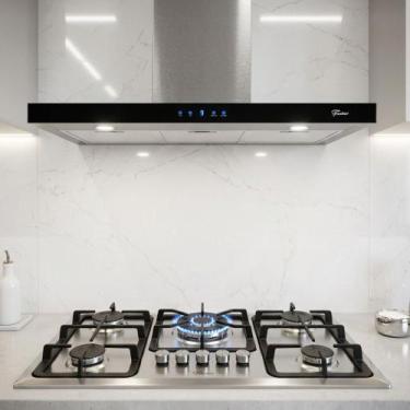 Imagem de kit Fischer Infinity Cooktop 5 Bocas Coifa 90cm, Inox/Preto, 110V
