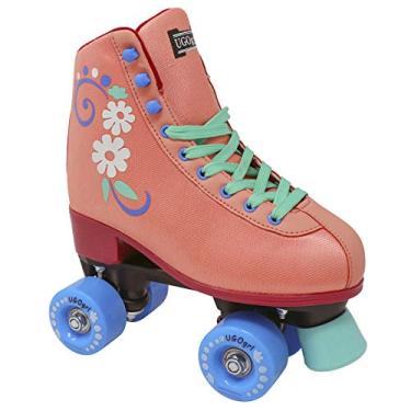 Imagem de Patins para meninas da Lenexa uGOgrl – Patins infantis de quatro patins – Patins infantis Derby – Patins feitos para crianças – Ótimo skate juvenil para iniciantes (coral, 8)…