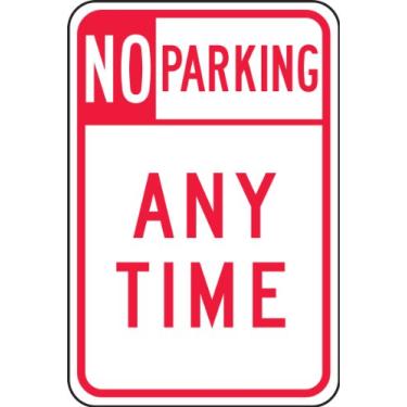 Imagem de Accuform FRP115RA Placa de Estacionamento Refletiva de Alumínio de Grau de Engenheiro "No Parking Any Time", 45,72 cm de Comprimento x 30,48 cm de Largura x 0,16 cm de Espessura, Vermelho sobre Branco