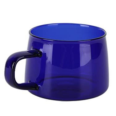 Imagem de Caneca de vidro, caneca de café de vidro borossilicato resistente ao calor para latte para leite para casa (azul)