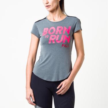 Imagem de Camiseta Fila Born to Run Feminina - Mescla e Preto