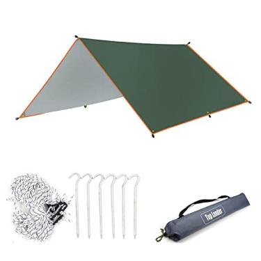 Imagem de Foern Lonas de barraca à prova d'água para embaixo da barraca, lona de acampamento grande portátil, lona leve para acampamentos, caminhadas e atividades ao ar livre, verde, 3 x 3 m