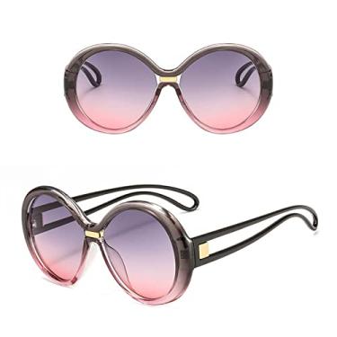 Imagem de Óculos de sol redondos superdimensionados fashion feminino vintage colorido lente oval óculos populares masculinos óculos de sol sombras uv400,8, outros