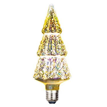 Imagem de Lâmpada LED de fogos de artifício 3D, WONFAST E27 4W Vintage Edison Lâmpada de filamento de vidro prata Edison Efeito 3D Branco quente Lâmpada decorativa estrelada Lâmpada Lâmpada decorativa para casa decoração noturna, AC85-240V (árvore de Natal)