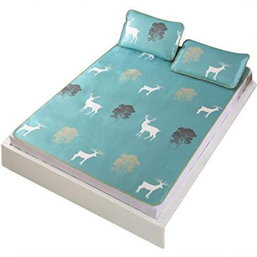 Imagem de Colchões de resfriamento impressão 3D dobrável de resfriamento de verão tapete de dormir gelo capa de seda com fronhas conjunto para quarto de casa (Twin XL)