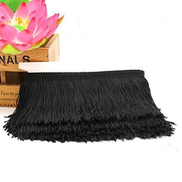 Imagem de 10 metros 9 cm borla curta franja guarnição de fita de renda borlas para cortinas vestidos costura franjas cores enfeites acessórios DIY, preto